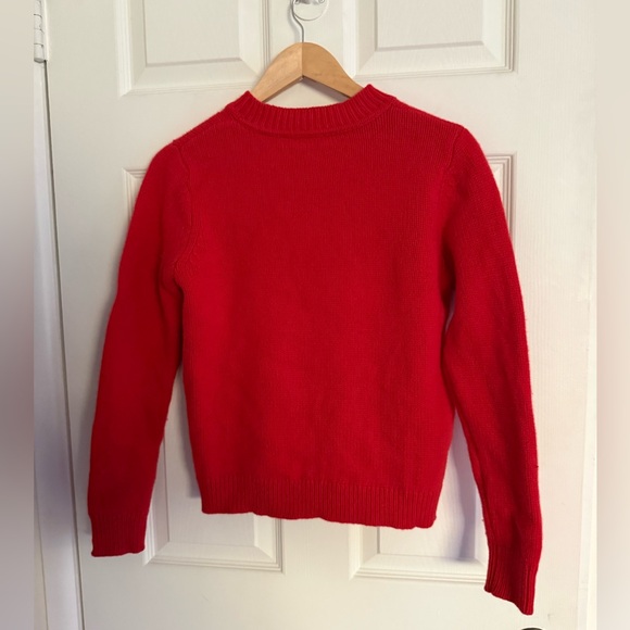 Small Sandro red sweater with navy blue tattoo style heart detail - Picture 2 of 5